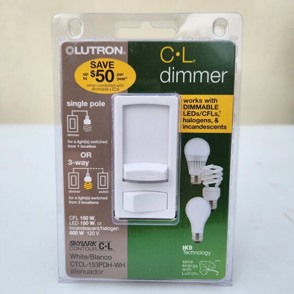 NEW Lutron Skylark Contour CL Light Bulb Dimmer CTCL-153PDH-LA 120V 60Hz 150W Li - Picture 1 of 13